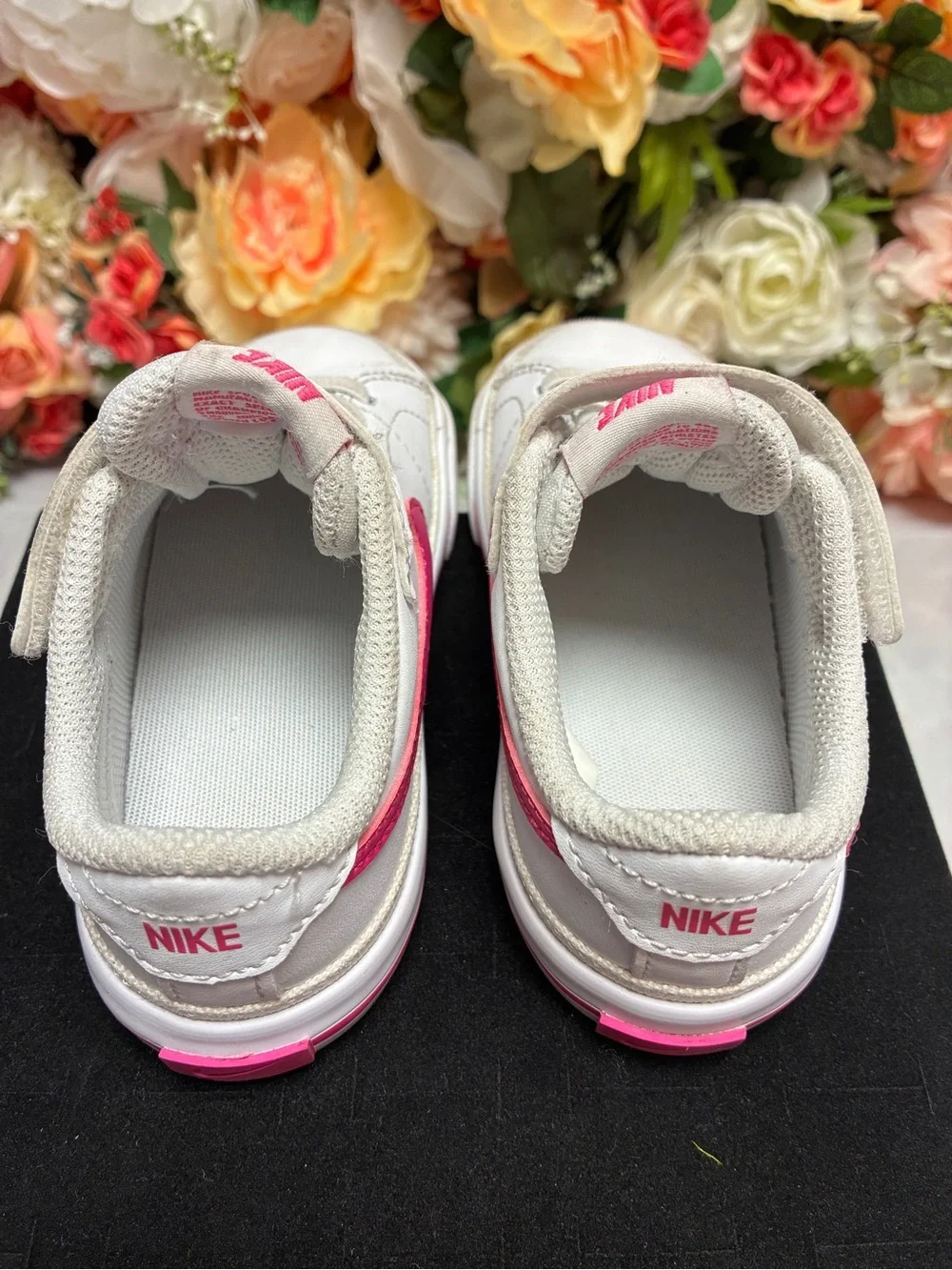 Nike Court Legacy Leather Toddler Sneakers White Laser Fuchsia Girls Size 8C TD